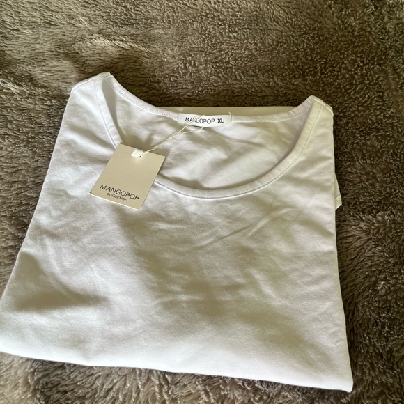 NWT Mango pop collection Short Sleeve Body Suit Round Neck Ribbed BodySuit Shirt - Picture 7 of 7